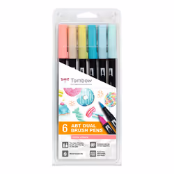 Tombow ABT-6P-4, Fin/extra-large, 6 couleurs, Multicolore, Marqueur et feutres à pointe pinceau, Multicolore, Rond