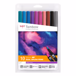 Tombow ABT Dual Brush Pen Set, 10 couleurs, Multicolore, Marqueur et feutres à pointe pinceau, 0,8 mm, 1 cm, Encre à base d'e ...