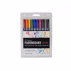 Tombow WS-BH-10P, Fin/moyen, 10 couleurs, Noir, Bleu, Vert, Gris, Orange, Rose, Jaune, Marqueur et feutres à pointe pinceau,  ...