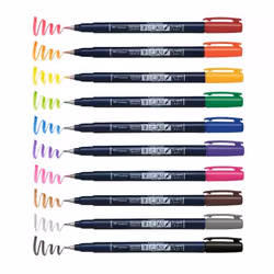 Tombow WS-BH-10P stylo-feutre Fin/moyen Noir, Bleu, Vert, Gris, Orange, Rose, Jaune 10 pièce(s)