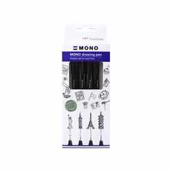 Tombow WS-EFL-H-F-4P, Noir, Fin, Noir, Bleu, Blanc, Rond, Blister, 4 pièce(s)