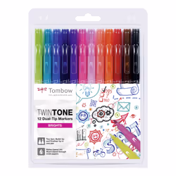 Tombow WS-PK-12P-1, 12 pièce(s), Noir, Bleu, Marron, Cyan, Vert, Orange, Rose, Rouge, Violet, Pointe fine/ogive, Multicolore, ...