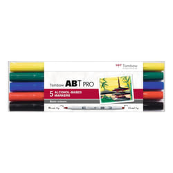 Tombow ABT Pro marqueur 5 pièce(s) Pointe de ciseau à bois/brosse Noir, Bleu, Vert, Rouge, Jaune