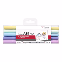 Tombow ABTP-5P-2, 5 pièce(s), Pastel, Pointe de ciseau à bois/brosse, Multicolore