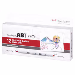 Tombow ABT Pro, 12 pièce(s), Multicolore, Rond, Encre à base d'alcool, Boîte