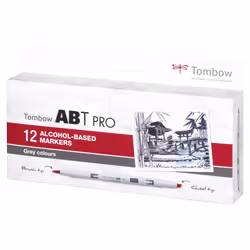 Tombow ABT Pro, 12 pièce(s), Gris, Rond, Encre à base d'alcool, Boîte