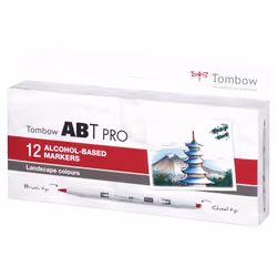 Tombow ABT Pro, 12 pièce(s), Multicolore, Pointe de ciseau à bois/brosse, Rond, Encre à base d'alcool, Boîte