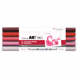 Tombow ABT Pro, 5 pièce(s), Rose, Pointe de ciseau à bois/brosse, Rond, Encre à base d'alcool