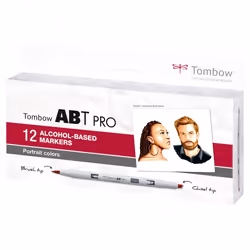 Tombow ABT Pro, 12 pièce(s), Multicolore, Pointe de ciseau à bois/brosse, Rond, Encre à base d'alcool, Boîte