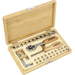 Brüder Mannesmann - Mallette à outils en bambou, équipée de 41 pièces M29000