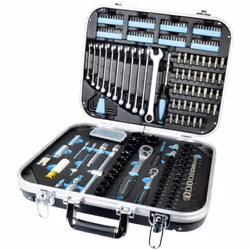 traits Mallette à outils extra-robuste avec cadre en aluminium très stable233 outils de haute qualité de notre gammeEn HDPE ( ...