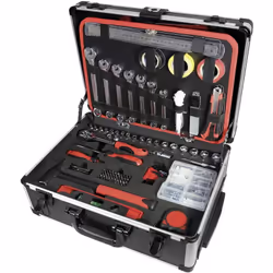 enquête 210 outils description Assemblage complet de 210 outils, du tournevis mécanique de précision au niveau à bulle. Trans ...