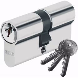 Cylindre de sécurité de porte ABUS E50 dimensions 30 + 30 mm livré avec 3 clés . Détail du barillet ABUS E50 : - Marque : Abu ...