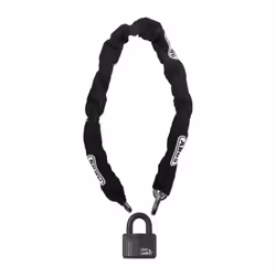 Maillons de 14 mm et gainage en tissu. Chaîne de 180 cm avec double verrouillage de l'anse de 14 mm dans le corps du cadenas. ...