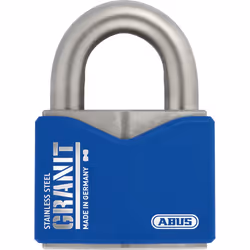 ABUS 37ST/55, Cadenas conventionnel, Verrouillage par clé, fermeture différente, Bleu, Acier inoxydable, Acier inoxydable