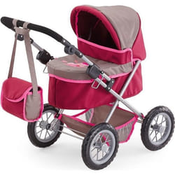 Poussette Landau pour Poupée Trendy Gris Rose - BAYER DESIGN - Ajustable - Convient aux poupées jusquà 46 cm