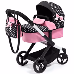 Poussette pour poupée - BAYER DESIGN - Combi XEO - Noir - Rose - Guidon ajustable