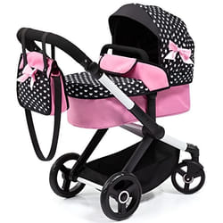 Poussette pour poupée - BAYER DESIGN - Combi XEO - Noir - Rose - Guidon ajustable