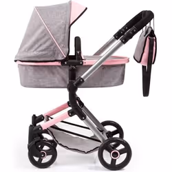 Poussette Combinée pour Poupée BAYER LANDAU - Gris - Guidon Ajustable - Pour Enfants de 3 Ans et Plus