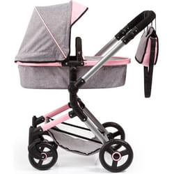 Poussette Combinée pour Poupée BAYER LANDAU - Gris - Guidon Ajustable - Pour Enfants de 3 Ans et Plus