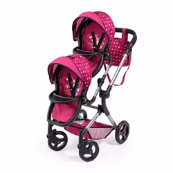 Poussette pour jumeaux BAYER DESIGN - Réglable et pliable - Pour poupées jusquà 46 cm