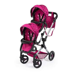 Poussette pour jumeaux BAYER DESIGN - Réglable et pliable - Pour poupées jusquà 46 cm