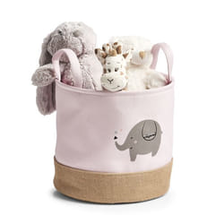 Zeller Present 14277 Boîte de rangement Panier de rangement Rond Jute, Polyester Rose