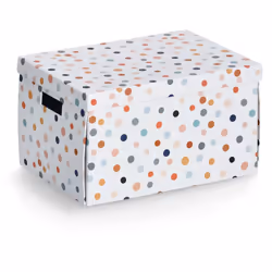 Boîte en carton avec couvercle DOTS, 25 x 35 x 20 cm - solution de rangement pratique au design coloré Boîte en carton polyva ...