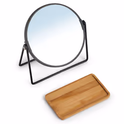Zeller Present 18738 miroir de maquillage Autonome Rond Noir, Miroir