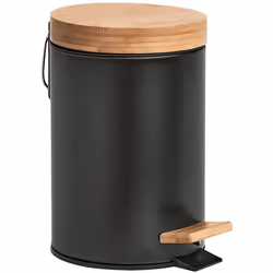 Zeller Present 18910, 3 L, Rond, Bambou, Fer, Noir, Bois, Pédale, 16,8 cm