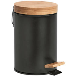 Zeller Present 18910 poubelle 3 L Rond Bambou, Fer Noir, Bois