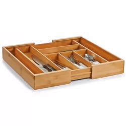 Zeller Present 25277, Organisateur de câbles, Plateau, Tiroir de placard, Couverts, Bois, Bambou