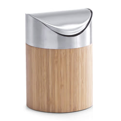 Zeller Present 25281 poubelle Rond Bambou Bambou, Argent