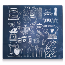 Zeller Present Lovely Kitchen, Couvercle du brûleur, Image, Rectangulaire, Bleu, Verre, 560 mm
