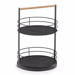 Zeller Present 27427, Présentoir de service, Métal, Bois, Noir, Bois, Rond, 28,5 cm, 430 mm