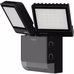 Le Theben theLeda S17-100 BK est un projecteur LED noir esthétique, interconnectable par fil, avec détecteur de mouvement int ...