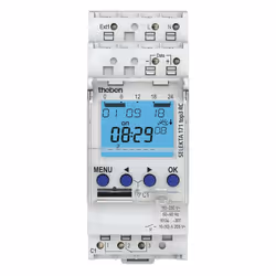 Interrupteur horaire digital astronomique à programme 24 h / 7jrs. Tension 230V. Réserve de mémoire. 1 contact renforcé 16A. ...