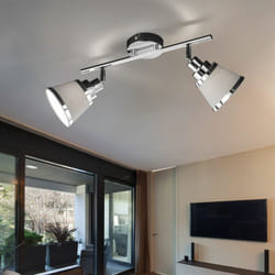 Wofi - Spot de plafond, spot 2 flammes, plafonnier, spots orientables, métal chromé textile gris, 2x douilles E14, LxlxH 36,5x11,3x21,5 cm, action