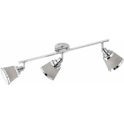 Plafonnier argent spot plafond 3 flammes rond tissu plafonnier spot salon gris, métal textile, 3x E14, LxH 63 x 21,5