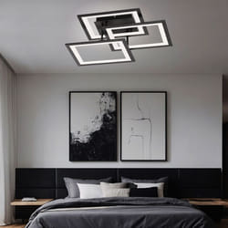 Wofi - Plafonnier led noir lampe de salon moderne dimmable, variateur 3 niveaux via interrupteur mural, 1x led 33 watts 2500 lumen 3000K, l 50 cm