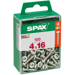 Lot de 100 vis acier tête ronde pozidriv SPAX, Diam.4 mm x L.16 mm