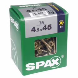 Lot de 75 vis acier tête fraisée pozidriv SPAX, Diam.4.5 mm x L.45 mm