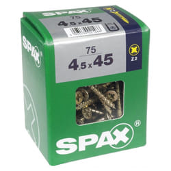 Lot de 75 vis acier tête fraisée pozidriv SPAX, Diam.4.5 mm x L.45 mm