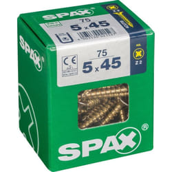 SPAX Lot de 75 vis acier tête fraisée pozidriv SPAX, Diam.5 mm x L.45 mm