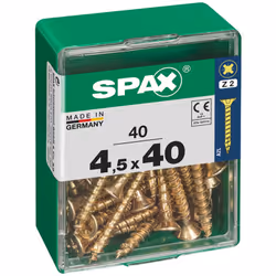 Boîte 40 unités Vis a bois spax cab. Plat yellox 4.5x40mm spax. Vis universelle, 4,5 x 40 mm, 40 pièces, filetage complet, tê ...