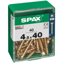Boîte 40 unités. vis a bois Spax cab. plat yellox 4.5x40mm Spax