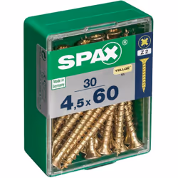 Lot de 30 vis acier tête fraisée pozidriv SPAX, Diam.4.5 mm x L.60 mm