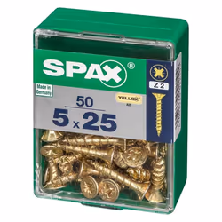 Lot de 50 vis acier tête fraisée pozidriv SPAX, Diam.5 mm x L.25 mm