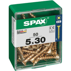 Boîte 50 unités. vis a bois Spax cab. plat yellox 5.0x30mm Spax