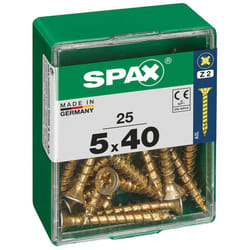 Lot de 25 vis acier tête fraisée pozidriv SPAX, Diam.5 mm x L.40 mm